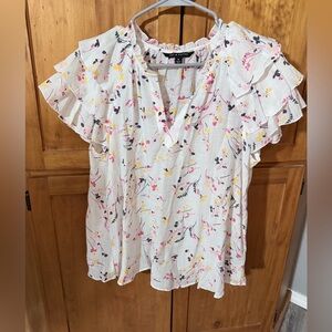 Zac & Rachel Floral Ruffle Blouse - Pink, Yellow, Black